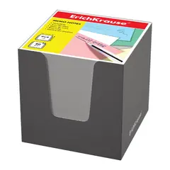 Блок для записей ERICH KRAUSE в подставке картонной серой, куб, 9х9х9 см, белый, белизна 95-98%, 37007, фото 1