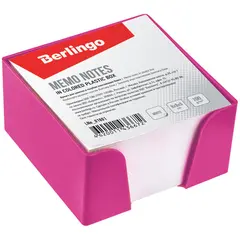 Блок для записи Berlingo, 9*9*5см, розовый пластиковый бокс, белый, фото 1