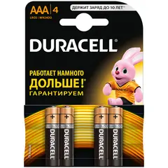 Батарейка Duracell Basic AAA (LR03) алкалиновая, 4BL, фото 1