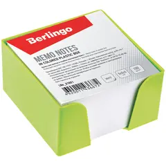 Блок для записи Berlingo, 9*9*5см, салатовый пластиковый бокс, белый, фото 1