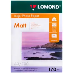Бумага А3 для стр. принтеров Lomond, 170г/м2 (100л) мат.дв., фото 1