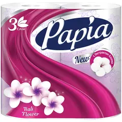 Бумага туалетная Papia &quot;Балийский Цветок&quot;, 3-слойная, 4шт., ароматизир., тиснение, белая, фото 1
