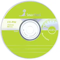Диск CD-RW 700Mb Smart Track 4-12x Cake Box (50шт), фото 1