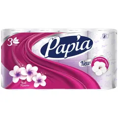 Бумага туалетная Papia &quot;Балийский Цветок&quot;, 3-слойная, 8шт., ароматизир., тиснение, белая, фото 1