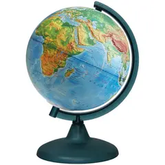 Глобус физический рельефный Глобусный мир, 21см, на круглой подставке, фото 1