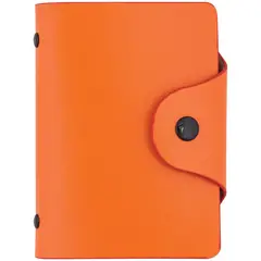 Визитница карманная OfficeSpace на 40 визиток, 80*110мм, кожзам, кнопка, оранжевый, фото 1