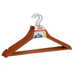 Вешалка-плечики Office Clean, набор 5шт., деревянные, с перекладиной, 45см, цвет вишня, фото 1