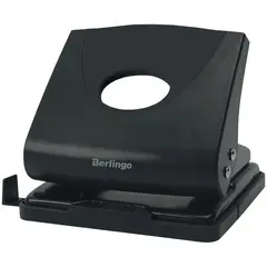 Дырокол Berlingo &quot;Office Soft&quot; 20л., пластиковый, черный, с линейкой, фото 1
