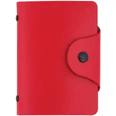 Визитница карманная OfficeSpace на 40 визиток, 80*110мм, кожзам, кнопка, красный, фото 1