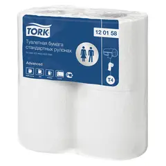 Бумага туалетная Tork &quot;Advanced&quot;(Т4) 2-слойная, стандарт. рулон, 23м/рул, 4шт., тиснение, белая, фото 1