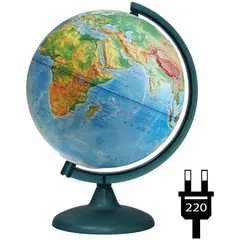 Глобус физический рельефный Глобусный мир, 25см, с подсветкой на круглой подставке, фото 1