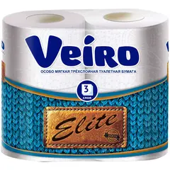 Бумага туалетная Veiro &quot;Elite&quot; 3-х слойн., 4шт., тиснение, белая, фото 1