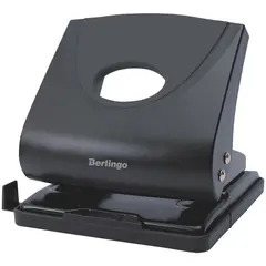 Дырокол Berlingo &quot;Office Soft&quot; 30л., пластиковый, черный, с линейкой, фото 1