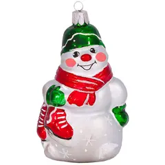 Елочное украшение стеклянное &quot;Снеговик с коньками&quot; 8,2см, подарочная упаковка, фото 1