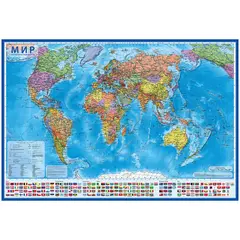 Карта &quot;Мир&quot; политическая Globen, 1:32млн., 1010*700мм, интерактивная, с ламинацией, европодвес, фото 1