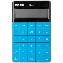 Калькулятор настольный Berlingo &quot;PowerTX&quot;, 12 разр., двойное питание, 165*105*13мм, синий, фото 1
