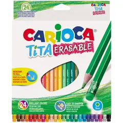 Карандаши цветные пластиковые стираемые Carioca &quot;Tita Erasable&quot;, 24цв., заточен., картон, европодвес, фото 1