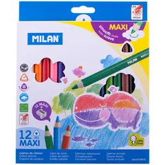 Карандаши цветные Milan &quot;261 Maxi&quot;, 12цв., трехгран., заточен., картон, европодвес, с точилкой, фото 1