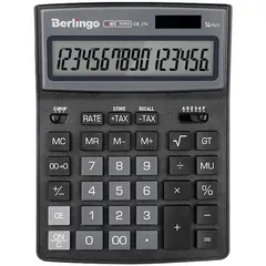 Калькулятор настольный Berlingo &quot;City Style&quot;, 14 разр., двойное питание, 205*155*28, черный/серый, фото 1