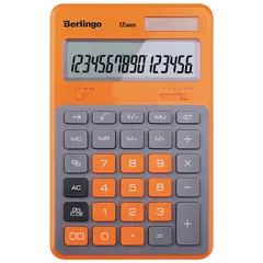 Калькулятор настольный Berlingo &quot;Hyper&quot;, 12 разр., двойное питание, 171*108*12, оранжевый, фото 1