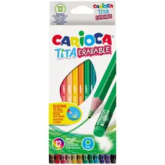 Карандаши цветные пластиковые стираемые Carioca &quot;Tita Erasable&quot;, 12цв., заточен., картон, европодвес, фото 1
