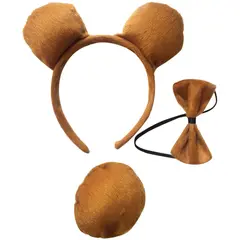 Карнавальный набор (ободок-уши Медежонок, хвост и галстук-бабочка), коричневый, фото 1
