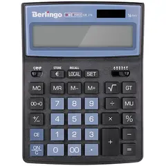 Калькулятор настольный Berlingo &quot;City Style&quot;, 16 разр., двойное питание, 205*155*28, черный/голубой, фото 1