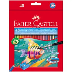 Карандаши акварельные Faber-Castell, 48цв+кисть, картон, европодвес, фото 1