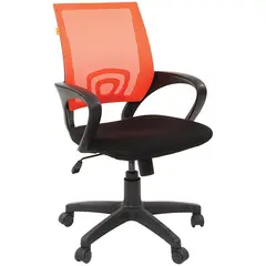Кресло оператора Chairman 696 PL, спинка ткань-сетка оранжевая/сиденье TW черная, механизм качания, фото 1