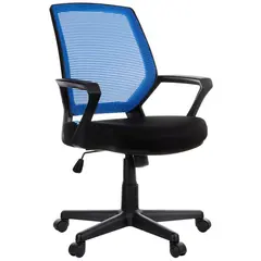 Кресло оператора Helmi HL-M02 &quot;Step&quot;, ткань, спинка сетка синяя/сиденье TW черная, механизм качания, фото 1