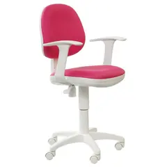 Кресло детское Бюрократ CH-W356AXSN/15-55, ткань розовая, механизм качания, пластик белый, фото 1