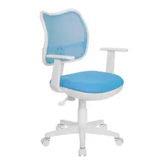 Кресло детское Бюрократ CH-W797, PL, ткань голубая/сетка, механизм качания, пластик белый, фото 1