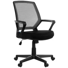Кресло оператора Helmi HL-M02 &quot;Step&quot;, ткань, спинка сетка черная/сиденье TW черная, механизм качания, фото 1