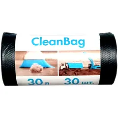 Мешки для мусора  30л КБ &quot;CleanBag&quot; ПНД, 48*55см, 12мкм, 30шт., черные, в рулоне, фото 1