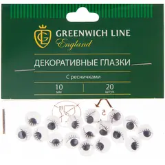 Материал декоративный Greenwich Line &quot;Глазки&quot;, с ресничками, 10мм, 20шт., фото 1