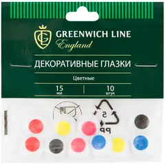 Материал декоративный Greenwich Line &quot;Глазки&quot;, цветные, 15мм, 10шт., фото 1