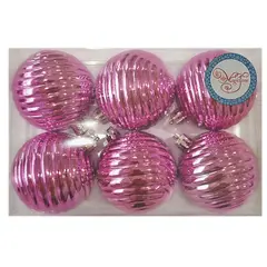 Набор пластиковых шаров 6шт, 60мм &quot;Розовая волна&quot;, розовый, пластиковая упаковка, фото 1