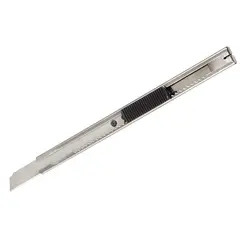 Нож канцелярский 9мм OfficeSpace, с фиксатором, металл. направляющие, клип, европодвес, фото 1