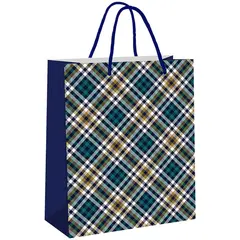 Пакет подарочный 26*32,4*12,7см, Veld-co &quot;Шотландка синяя&quot;, ламинированный, фото 1