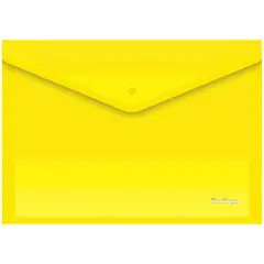 Папка-конверт на кнопке Berlingo, А4, 180мкм, желтая, фото 1