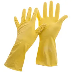 Перчатки резиновые хозяйственные OfficeClean Универсальные, р.М, желтые, пакет с европодвесом, фото 1