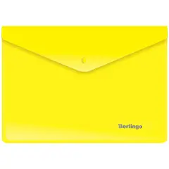 Папка-конверт на кнопке Berlingo, A5+, 180мкм, желтая, фото 1