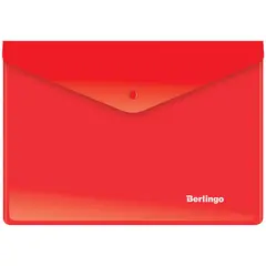 Папка-конверт на кнопке Berlingo, A5+, 180мкм, красная, фото 1