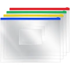 Папка-конверт на молнии OfficeSpace, A5, 120мкм, прозрачная, фото 1