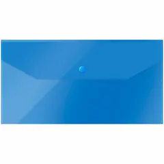 Папка-конверт на кнопке OfficeSpace С6 (135*250мм), 150мкм, полупрозрачная, синяя, фото 1