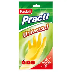 Перчатки резиновые Paclan &quot;Practi.Universal&quot;, р.S, желтые, пакет с европодвесом, фото 1