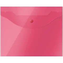 Папка-конверт на кнопке OfficeSpace А5 (190*240мм), 150мкм, полупрозрачная, красная, фото 1