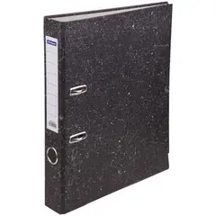 Папка-регистратор OfficeSpace 50мм, мрамор, черная, нижний метал. кант, фото 1