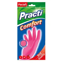 Перчатки резиновые Paclan &quot;Practi.Comfort&quot;, р.L, розовые, пакет с европодвесом, фото 1