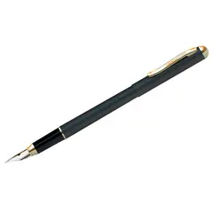 Ручка перьевая Berlingo &quot;Velvet Prestige&quot; синяя, 0,8мм, корпус черный/золото, пластик. футляр, фото 1